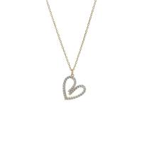 Cubic Zirconia Micro Pave Sterling Silver Necklace, 925 Sterling Silver, with 1.96inch extender chain, Heart, plated, oval chain & micro pave cubic zirconia & for woman & hollow Approx 17.7 Inch 