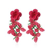Glass Seed Beads Earring, Zinc Alloy, with Seedbead & Resin, Flower, for woman 