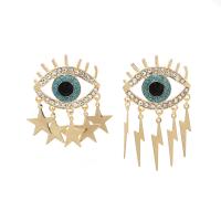 Zinc Alloy Rhinestone Drop Earring, with Natural Stone, Eye, for woman & with rhinestone, golden 