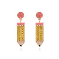 Zinc Alloy Rhinestone Drop Earring, pencil, for woman & enamel & with rhinestone 