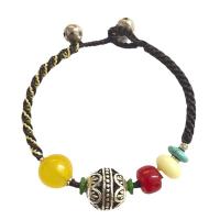 Agate Bracelets, with zinc alloy bead & Wax Cord, handmade & for woman .28 Inch 