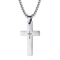 Stainless Steel Jewelry Necklace, Cross, polished, for man .62 Inch 