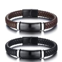 Microfiber PU Bracelet, with Stainless Steel, for man .27 Inch 