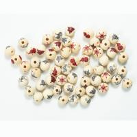 Printing Wood Beads, Schima Superba, Round, Christmas Design & fashion jewelry & DIY 16mm 