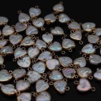 Natürliche kultivierte Süßwasserperlen Schmuckverbinder, mit Messing, Herz, goldfarben plattiert, Modeschmuck & DIY, 10*20-12*22mm, verkauft von PC