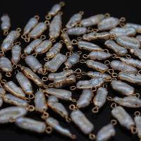 Perlas cultivadas de agua dulce Conector, con metal, Keishi, chapado en color dorado, Natural & Joyería & Bricolaje, 7*20-7*25mm, Vendido por UD