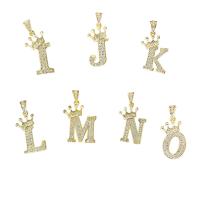 Cubic Zirconia Micro Pave Brass Pendant, Alphabet Letter, plated & micro pave cubic zirconia & for woman 