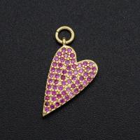 Cubic Zirconia Micro Pave Brass Pendant, Heart, plated, DIY & micro pave cubic zirconia, mixed colors 