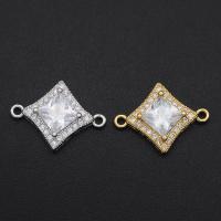 Cubic Zirconia Brass Connector, Rhombus, plated, DIY & micro pave cubic zirconia 