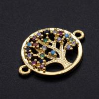 Cubic Zirconia Micro Pave Brass Connector, Lucky Tree, plated, DIY & micro pave cubic zirconia, mixed colors 