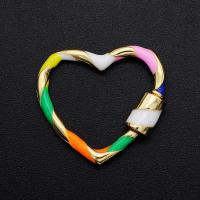 Brass Screw Carabiner Lock Charms, Heart, plated, DIY & enamel, multi-colored 