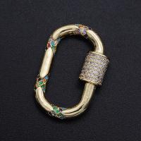 Brass Screw Carabiner Lock Charms, plated, DIY & micro pave cubic zirconia, mixed colors 