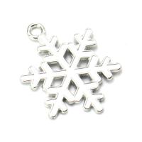 Zinc Alloy Christmas Pendants, Snowflake, plated, DIY & enamel, silver color 