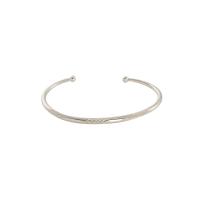 925 Sterling Silver Cuff Bangle, plated, adjustable & for woman 2.9mm, Inner Approx 53mm 