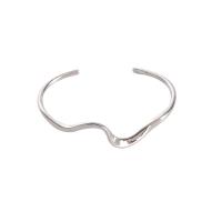 925 Sterling Silver Cuff Bangle, platinum plated, adjustable & for woman, 4.01mm, 2.93mm, Inner Approx 53mm 