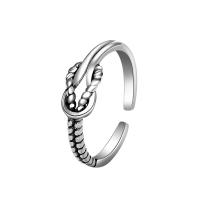 925 Sterling Silver Cuff Finger Ring, plated, vintage & adjustable & for woman & hollow, US Ring 