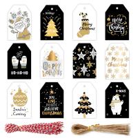 Christmas Hanging Decoration, Paper, Rectangle, printing, Christmas Design  white and black 