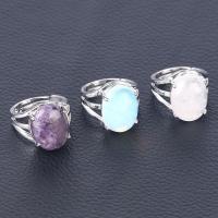 Gemstone Zinc Alloy Finger Ring, with Gemstone, platinum color plated & for woman Inner Approx 17.5mm 