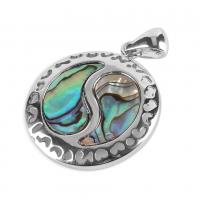 Abalone Shell Pendants, Zinc Alloy, with Abalone Shell, platinum color plated, ying yang & for woman 