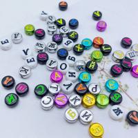Acrylic Alphabet Beads, Round, plated, DIY & with letter pattern Approx 
