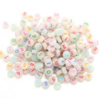 Acryl Zahlen Perlen, rund, DIY & mit einem Muster von Nummer & glänzend & Emaille, keine, 4x7mm, 3600PCs/G, verkauft von G