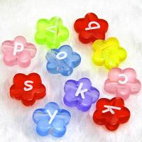 Acrylic Alphabet Beads, Plum Blossom, injection moulding, DIY & with letter pattern, multi-colored 
