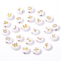 Acrylic Alphabet Beads, Round, painted, DIY & with letter pattern 
