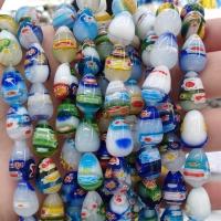 Millefiori Scheibe Lampwork Perlen, Millefiori Lampwork, Tropfen, DIY, gemischte Farben, 10x14mm, Länge:38 cm, verkauft von Strang