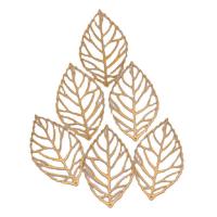 Hollow Brass Pendants, Leaf, plated, golden 
