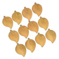 Brass Leaf Pendants, plated, golden 