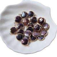 Kultivierten Süßwasser Perle Messing Anhänger, Natürliche kultivierte Süßwasserperlen, mit Messing, Münze, hochwertige plattiert und nie verblassen, gemischte Farben, 13-14mm, verkauft von PC