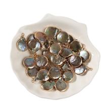 Colgante de cobre con perla cultivada de agua dulce  , Perlas cultivadas de agua dulce, con metal, Moneda, color mixto, 14mm, Vendido por UD
