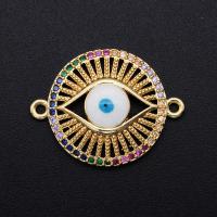 Evil Eye Jewelry Connector, Brass, plated, DIY & micro pave cubic zirconia, mixed colors 