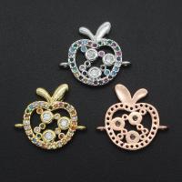 Cubic Zirconia Micro Pave Brass Connector, Apple, plated, DIY & micro pave cubic zirconia 