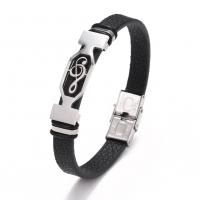 PU Leather Cord Bracelets, Stainless Steel, with PU Leather, plated, Unisex 