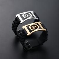 PU Leather Cord Bracelets, Stainless Steel, with PU Leather, Music Note, plated, Unisex cm 