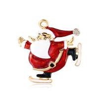 Christmas Jewelry Brooch , Zinc Alloy, Santa Claus, Unisex & enamel & with rhinestone, mixed colors 