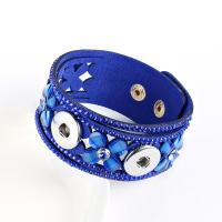 PU Leather Cord Bracelets, Stainless Steel, with PU Leather, Unisex & with rhinestone 