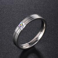 Anilo de dedo de acero inoxidable, unisexo & con diamantes de imitación, color mixto, 6mm, Vendido por UD