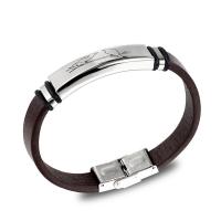 Cowhide Bracelets, Zinc Alloy, with Leather, Bird, printing, for man, mixed colors .5 cm 