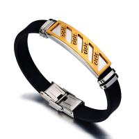 Silicone Stainless Steel Bracelets, with Rubber, Unisex 