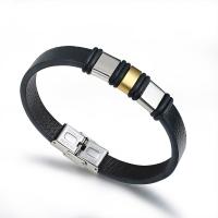PU Leather Cord Bracelets, Zinc Alloy, with PU Leather, plated, Length Adjustable & for couple 40mm cm 