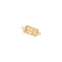 Cubic Zirconia Micro Pave Brass Connector, Column, gold color plated, DIY & micro pave cubic zirconia & hollow 