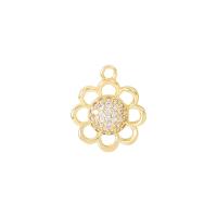 Cubic Zirconia Micro Pave Brass Pendant, Chrysamthemum, gold color plated, DIY & micro pave cubic zirconia & hollow 