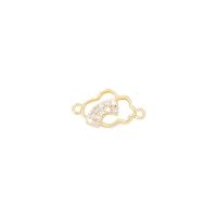 Cubic Zirconia Micro Pave Brass Connector, Cloud, gold color plated, DIY & micro pave cubic zirconia & hollow 