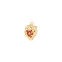 Cubic Zirconia Micro Pave Brass Pendant, Strawberry, gold color plated, DIY & micro pave cubic zirconia 