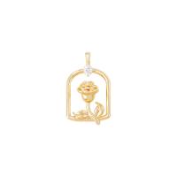 Cubic Zirconia Micro Pave Brass Pendant, Rose, gold color plated, DIY & micro pave cubic zirconia & hollow 
