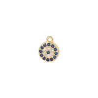 Cubic Zirconia Micro Pave Brass Pendant, Flat Round, gold color plated, DIY & micro pave cubic zirconia 