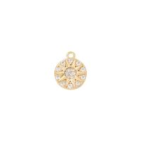 Cubic Zirconia Micro Pave Brass Pendant, Flat Round, gold color plated, DIY & micro pave cubic zirconia 