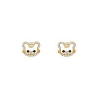Zinc Alloy Rhinestone Stud Earring, Cartoon, gold color plated, for woman & with rhinestone & hollow 
